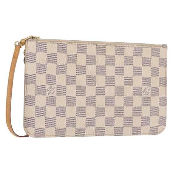 LOUIS VUITTON Damier Azur Neverfull MM Pouch LV Auth 153809