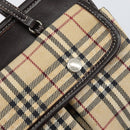 BURBERRY Nova Check Blue Label Tote Bag Canvas Beige Silver Auth 153811-17