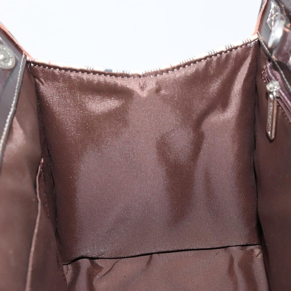 BURBERRY Nova Check Blue Label Tote Bag Canvas Beige Silver Auth 153811