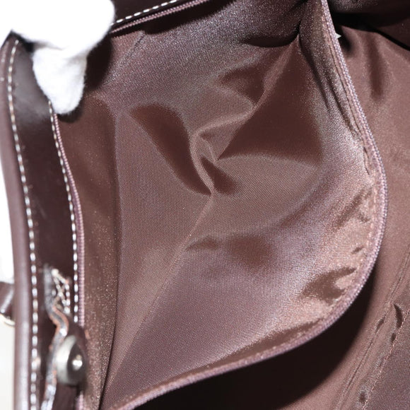 BURBERRY Nova Check Blue Label Tote Bag Canvas Beige Silver Auth 153811