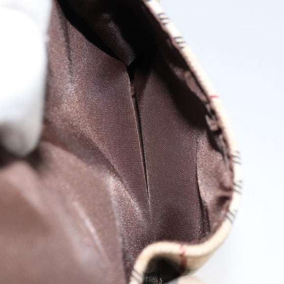 BURBERRY Nova Check Blue Label Tote Bag Canvas Beige Silver Auth 153811