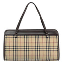 BURBERRY Nova Check Blue Label Tote Bag Canvas Beige Silver Auth 153811-2