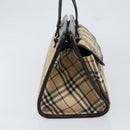 BURBERRY Nova Check Blue Label Tote Bag Canvas Beige Silver Auth 153811-4
