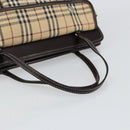 BURBERRY Nova Check Blue Label Tote Bag Canvas Beige Silver Auth 153811-7