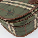 Burberrys Nova Check Shoulder Bag PVC Green Gold Auth 153812-15