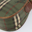 Burberrys Nova Check Shoulder Bag PVC Green Gold Auth 153812-9