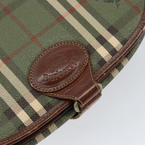 Burberrys Nova Check Shoulder Bag PVC Green Gold Auth 153812