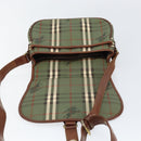 Burberrys Nova Check Shoulder Bag PVC Green Gold Auth 153812-18
