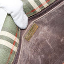 Burberrys Nova Check Shoulder Bag PVC Green Gold Auth 153812-19