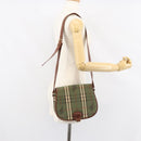 Burberrys Nova Check Shoulder Bag PVC Green Gold Auth 153812-24