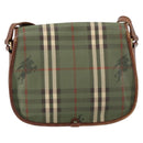 Burberrys Nova Check Shoulder Bag PVC Green Gold Auth 153812-2