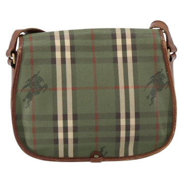 Burberrys Nova Check Shoulder Bag PVC Green Gold Auth 153812 - 0