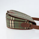 Burberrys Nova Check Shoulder Bag PVC Green Gold Auth 153812-3