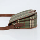 Burberrys Nova Check Shoulder Bag PVC Green Gold Auth 153812-4