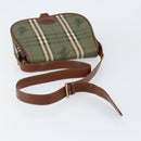 Burberrys Nova Check Shoulder Bag PVC Green Gold Auth 153812-7