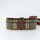 Burberrys Nova Check Shoulder Bag PVC Green Gold Auth 153812-5