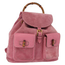 GUCCI Bamboo Backpack Suede Pink Gold 003 2058 0016 Auth 153813-1