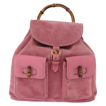 GUCCI Bamboo Backpack Suede Pink Gold 003 2058 0016 Auth 153813 - 0