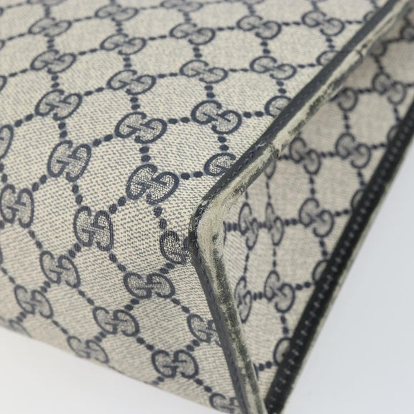 GUCCI GG Supreme Sherry Line Hand Bag PVC Navy Gold Auth 153814