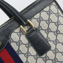 GUCCI GG Supreme Sherry Line Hand Bag PVC Navy Gold Auth 153814-14