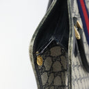 GUCCI GG Supreme Sherry Line Hand Bag PVC Navy Gold Auth 153814-16