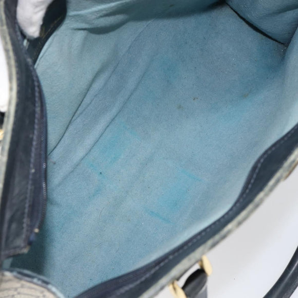 GUCCI GG Supreme Sherry Line Hand Bag PVC Navy Gold Auth 153814