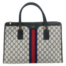 GUCCI GG Supreme Sherry Line Hand Bag PVC Navy Gold Auth 153814-2