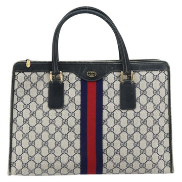 GUCCI GG Supreme Sherry Line Hand Bag PVC Navy Gold Auth 153814 - 0