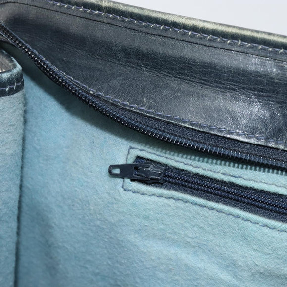 GUCCI GG Supreme Sherry Line Hand Bag PVC Navy Gold Auth 153814