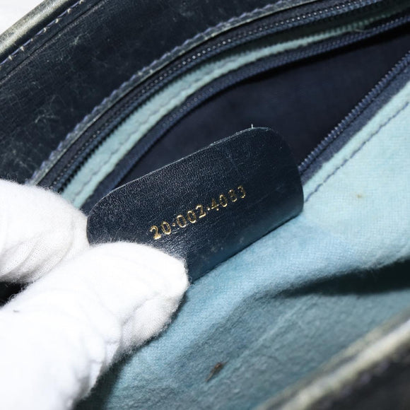 GUCCI GG Supreme Sherry Line Hand Bag PVC Navy Gold Auth 153814