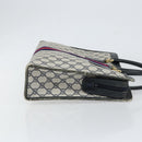 GUCCI GG Supreme Sherry Line Hand Bag PVC Navy Gold Auth 153814-4