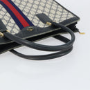 GUCCI GG Supreme Sherry Line Hand Bag PVC Navy Gold Auth 153814-7