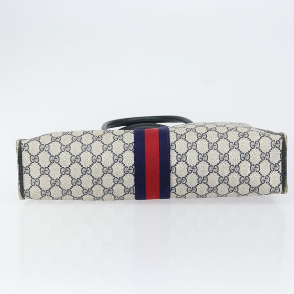 GUCCI GG Supreme Sherry Line Hand Bag PVC Navy Gold Auth 153814
