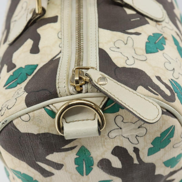 GUCCI GG Supreme Hand Bag PVC White gold 189895 Auth 153815