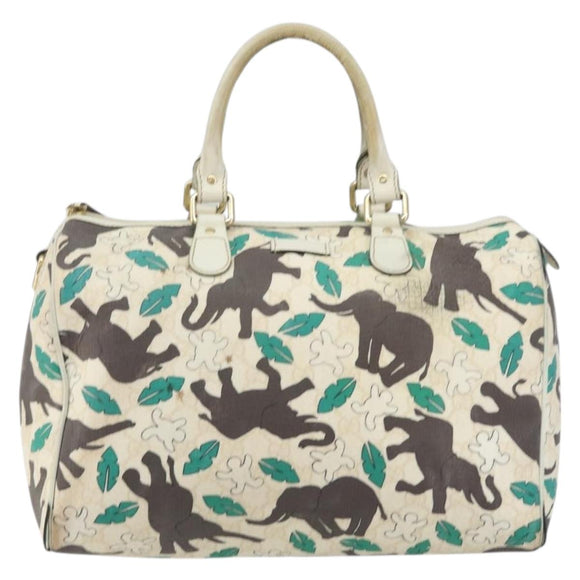 GUCCI GG Supreme Hand Bag PVC White gold 189895 Auth 153815