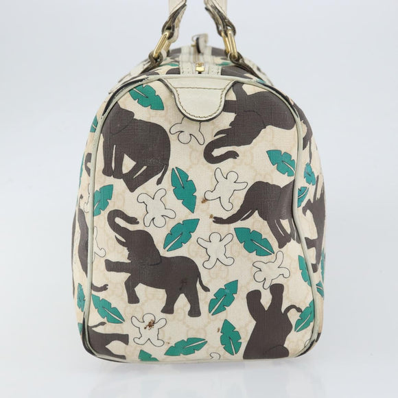 GUCCI GG Supreme Hand Bag PVC White gold 189895 Auth 153815