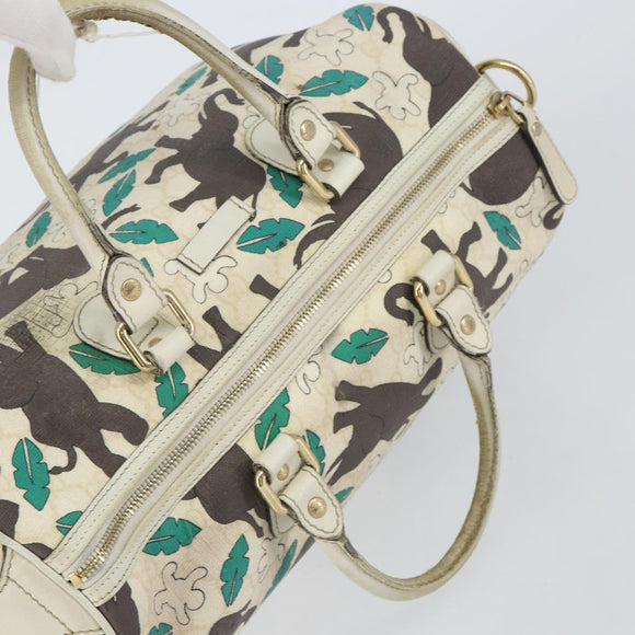 GUCCI GG Supreme Hand Bag PVC White gold 189895 Auth 153815