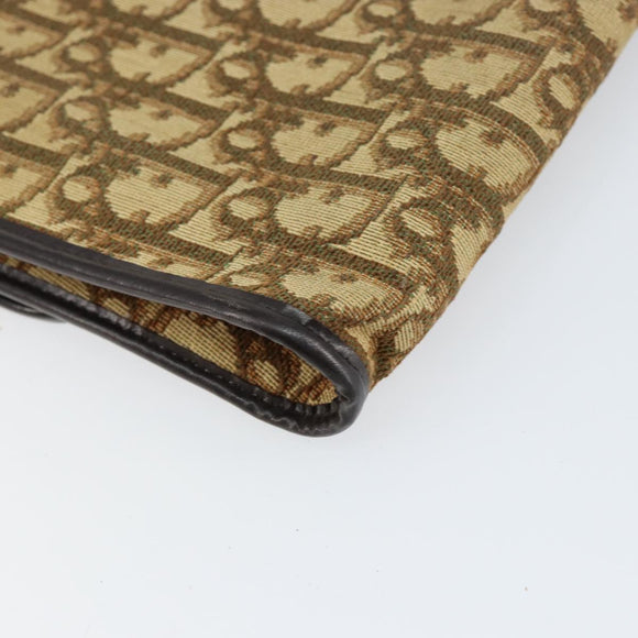 Christian Dior Trotter Canvas Chain Shoulder Bag Brown Gold Auth 153817