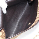 Christian Dior Trotter Canvas Chain Shoulder Bag Brown Gold Auth 153817-18