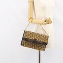Christian Dior Trotter Canvas Chain Shoulder Bag Brown Gold Auth 153817-21