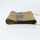 Christian Dior Trotter Canvas Chain Shoulder Bag Brown Gold Auth 153817-4