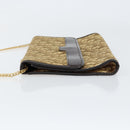 Christian Dior Trotter Canvas Chain Shoulder Bag Brown Gold Auth 153817-5