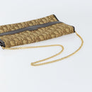 Christian Dior Trotter Canvas Chain Shoulder Bag Brown Gold Auth 153817-7