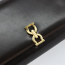 Salvatore Ferragamo Gancini Shoulder Bag Leather Dark Brown Gold Auth 153818-17