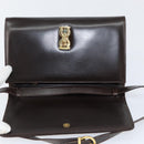 Salvatore Ferragamo Gancini Shoulder Bag Leather Dark Brown Gold Auth 153818-18