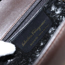 Salvatore Ferragamo Gancini Shoulder Bag Leather Dark Brown Gold Auth 153818-12