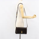 Salvatore Ferragamo Gancini Shoulder Bag Leather Dark Brown Gold Auth 153818-21