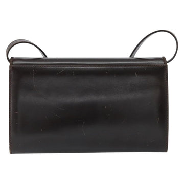 Salvatore Ferragamo Gancini Shoulder Bag Leather Dark Brown Gold Auth 153818 - 0