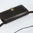 Salvatore Ferragamo Gancini Shoulder Bag Leather Dark Brown Gold Auth 153818-6