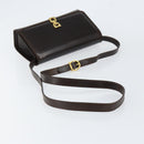 Salvatore Ferragamo Gancini Shoulder Bag Leather Dark Brown Gold Auth 153818-7